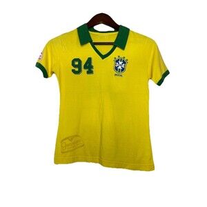 Brazil Women's Small CBF Brasil Short Sleeve Babydoll Top Shirt Soccer Futbol